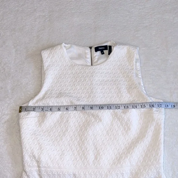 Theory White Sleeveless Textured A-Line Dress - Picture 4 of 11